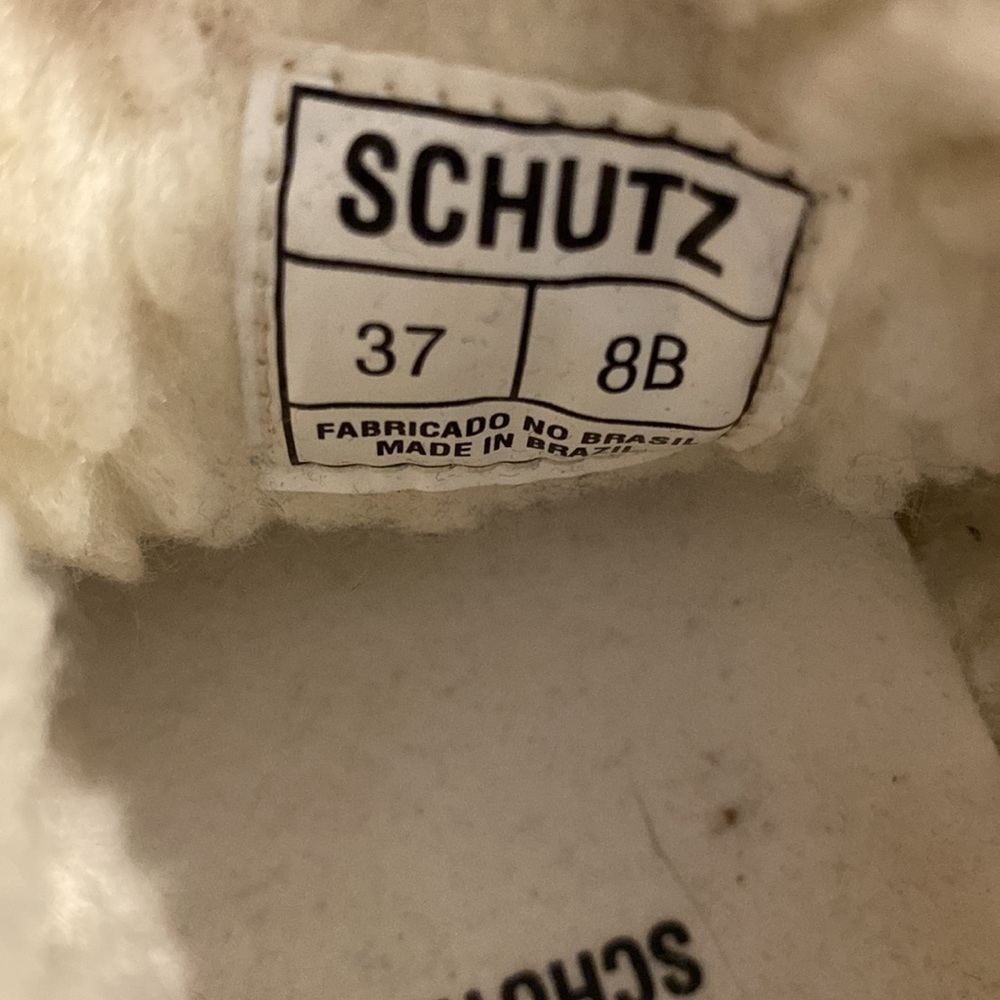 Schutz Leather Sneaker Shearling Fleece Lined Shoes Size 8 Beige Neutral Cozy - Picture 8 of 8